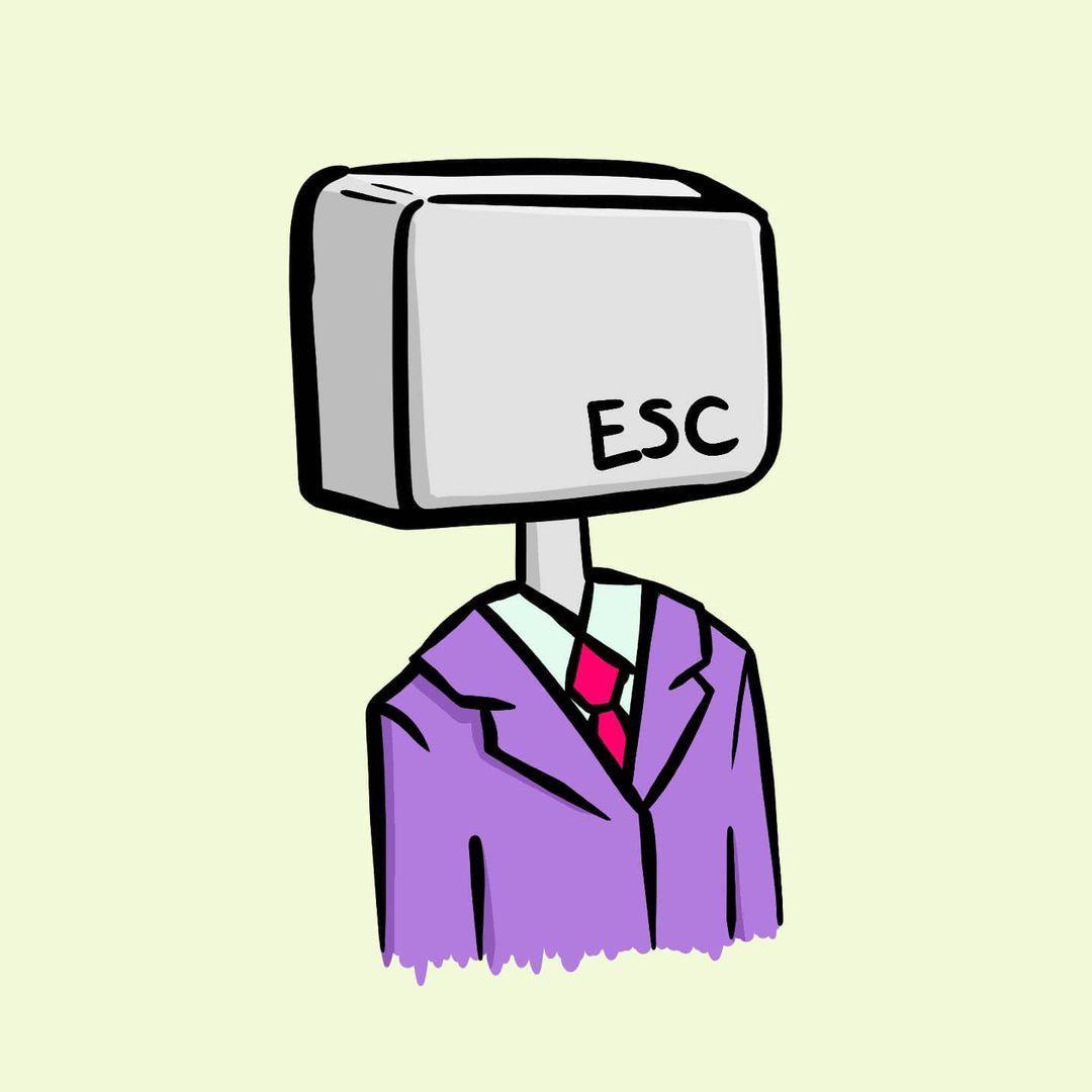 Escape Man, a suited figure with a monitor head marked ESC